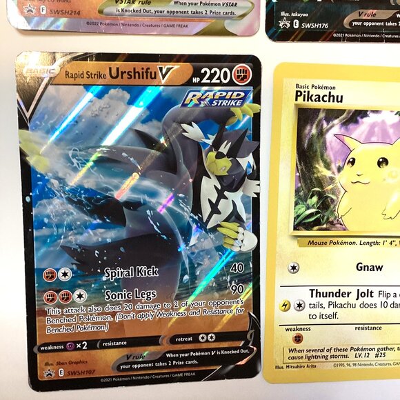 4 Pokémon Oversized Cards Pikachu, Hoopa V, Lucario V Star, Urshifu V - Picture 4 of 8